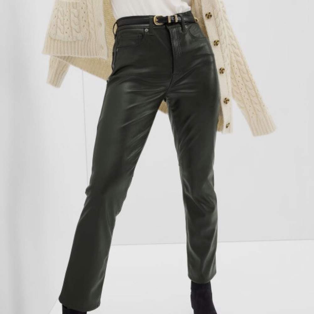 GAP Green High Rise Vegan Leather Vintage Slim Pants